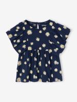 Shirt-blouse voor meisjes met motiefjes marineblauw - thumbnail