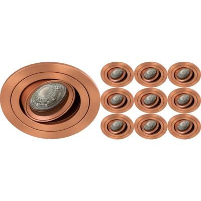 Inbouwspot 10 Pack - Sigmi Luno Pro - Rond - Koper - Kantelbaar - Zaagmaat 80mm Diameter 92mm - Incl. GU10 Fitting