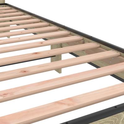 Bedframe bewerkt hout metaal sonoma eikenkleurig 90x190 cm