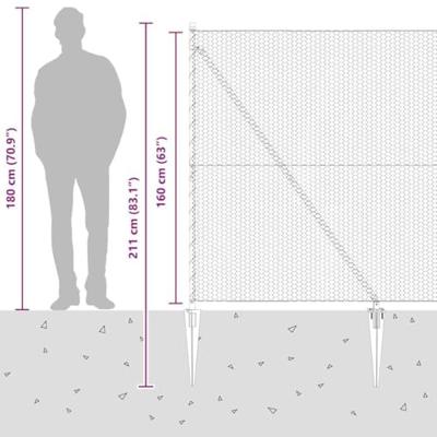 VidaXL Afrasteringspaal grijs 10 x 1,6 m (25 mm gaas) staal en pvc