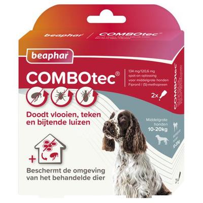 Beaphar Combotec antivlomiddel hond 2 x 2 pipetten 10-20 kg Beaphar Combotec antivlomiddel hond 2 x 2 pipetten 10-20 kg