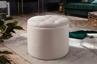 Elegante kruk MODERN BAROK 50 cm champagne fluwelen opbergmand - 40738 - thumbnail