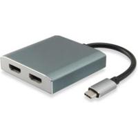 Equip 133464 usb type c to 2x hdmi female adapter, 2160p@30 hz, usb3.1 gen1, grey - thumbnail