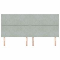 Hoofdbord Wandgemonteerd Geometrisch Lichtgrijs 200 cm Fluweel - thumbnail