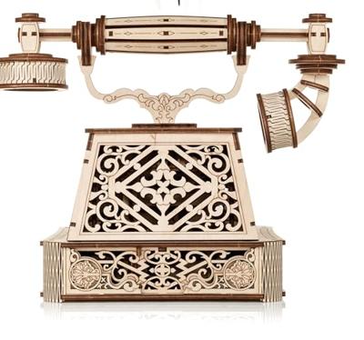 Eco Wood 3D Houten Retro Telefoon DIY Modelbouw