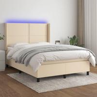 Boxspring met matras en LED stof crèmekleurig 140x190 cm - thumbnail