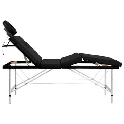 VidaXL Massagetafel met 4 zones inklapbaar aluminum frame zwart
