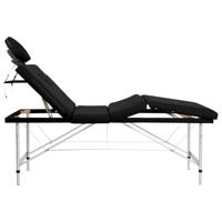 VidaXL Massagetafel met 4 zones inklapbaar aluminum frame zwart - thumbnail
