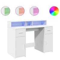 Bureau met LED-verlichting 120x55x91 cm bewerkt hout wit - thumbnail