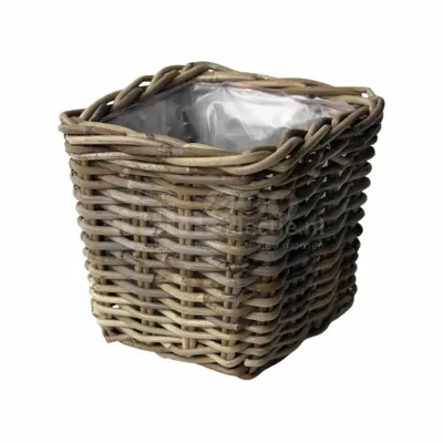 Plantenmand Rotan Antiek Grijs Vierkant 30cm