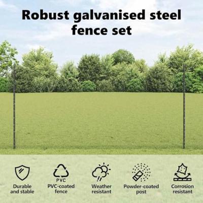 VidaXL Hek met paal grijs 1,2 x 25 m staal VidaXL Hek met paal grijs 1,2 x 25 m staal