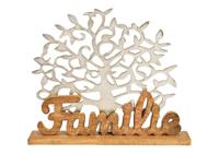Opsteller boom met opschrift "Familie" op metalen sokkel, zilver (B/H/D) 51x42x10cm - thumbnail