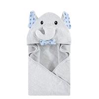 Hudson Baby Unisex Baby Cotton Animal Face Hooded Towel, Blue Dots Gray Elephant, One Size - thumbnail