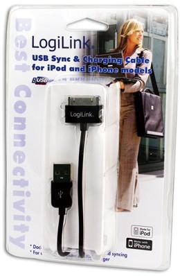 LogiLink USB-kabel voor iPod en iPhone, zwart