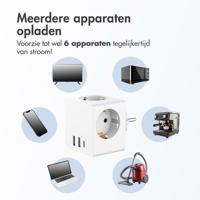 Accezz PowerCube 6-in-1 1x USB-C+2x USB-A+3x stopcontact 4000W Oplader Wit - thumbnail