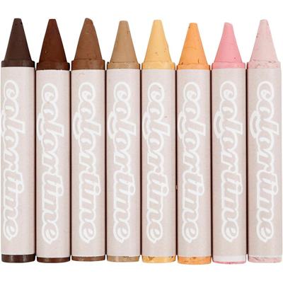Colortime Waskrijt, l: 10 cm, d 15 mm, skin colours, 8 stuk/ 1 doos