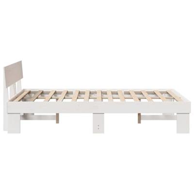 Bedframe met hoofdeinde Wit 135 x 190 cm Massief grenenhout