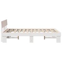 Bedframe met hoofdeinde Wit 135 x 190 cm Massief grenenhout - thumbnail