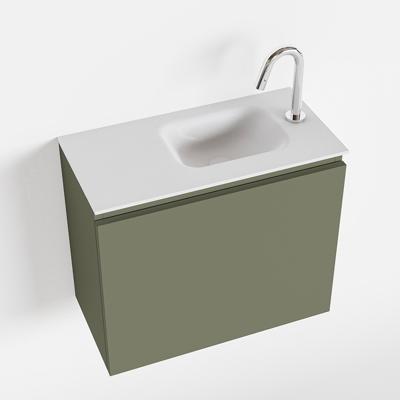MONDIAZ OLAN 60cm toiletmeubel army. LEX wastafel talc rechts 1 kraangat