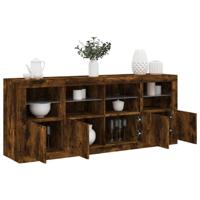 Dressoir met LED-verlichting 163x37x67 cm gerookt eikenkleurig - thumbnail