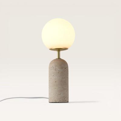 Tafellamp Naeva travertino s - Met bol van handgemaakt opaalglas, voet van travertin - Zweeft als een maan door de ruimte - Voor binnengebruik Tafellamp Naeva travertino s - Met bol van handgemaakt opaalglas, voet van travertin - Zweeft als een maan door de ruimte - Voor binnengebruik