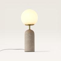 Tafellamp Naeva travertino s - Met bol van handgemaakt opaalglas, voet van travertin - Zweeft als een maan door de ruimte - Voor binnengebruik - thumbnail