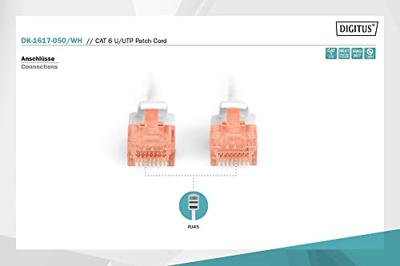 Digitus DK-1617-050/WH RJ45 Netwerkkabel, patchkabel CAT 6 U/UTP 5.00 m Wit Halogeenvrij, Verdraaide paren 1 stuk(s)