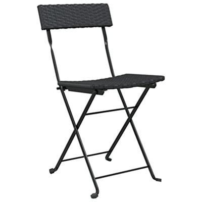 Bistrostoelen inklapbaar 2 st poly rattan en staal zwart - thumbnail