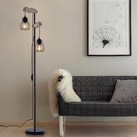 Globo Staande vloerlampMina zwart met hout - 153260S - thumbnail