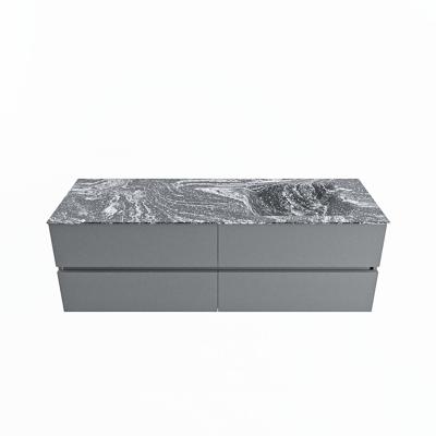 MONDIAZ VICA-DLUX 150cm badmeubel onderkast Plata 4 lades. Inbouw wastafel CLOUD rechts zonder kraangat, kleur Lava.