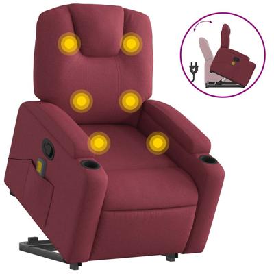 Sta-op-massagestoel elektrisch verstelbaar stof wijnrood