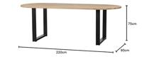 WOOOD Ovale Eettafel 'Tablo' met U-poot, 220 x 90cm - thumbnail