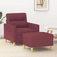 Fauteuil met voetenbank 60 cm stof wijnrood - thumbnail
