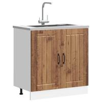 Spoelbakonderkast Lucca bewerkt hout oud houtkleurig - thumbnail