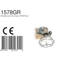 Steinhauer WandlampGeurnesey vintage grijs met hout - 1578GR - thumbnail