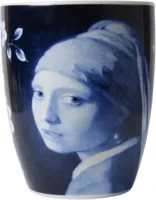 Heinen Delfts Blauw mok keramiek meisje met de parel 8.5x9.5cm delfts blauw - thumbnail