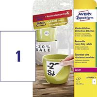 Avery-Zweckform L4775REV-8 Folie-etiketten 210 x 297 mm Polyester folie Wit 8 stuk(s) Weer verwijderbaar Laser (kleur), Laser (zwart/wit), Kopiëren (kleur), - thumbnail