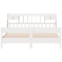 Bed met boekenkast zonder matras grenenhout wit 180x200 cm - thumbnail
