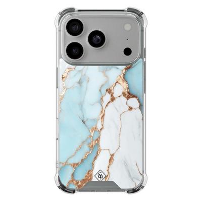 iPhone 17 Pro shockproof hoesje - Marmer lichtblauw