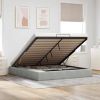 Ottoman bedframe zonder matras 180x200 cm fluweel lichtgrijs - thumbnail