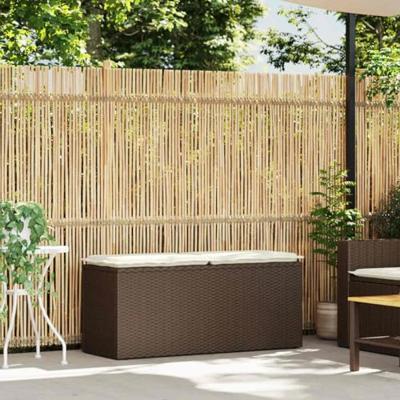 Tuinbank met kussen 110x40x44 cm poly rattan bruin