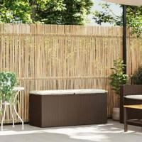 Tuinbank met kussen 110x40x44 cm poly rattan bruin - thumbnail