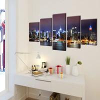 Canvas muurdruk set Kleurrijke New York skyline 100 x 50 cm - thumbnail
