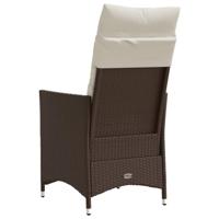 Tuinstoel verstelbaar met kussens poly rattan bruin - thumbnail