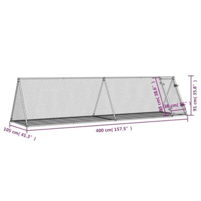 VidaXL Konijnenhok 400x105x91 cm gegalvaniseerd staal zilverkleurig