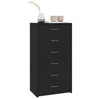 Dressoir met 6 lades 50x34x96 cm spaanplaat zwart - thumbnail