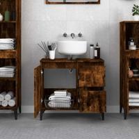 Badkamerkast 65x33x60 cm bewerkt hout gerookt eikenkleurig - thumbnail