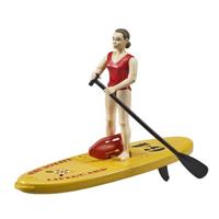 bruder bworld Strandwacht met SUP board speelfiguur - thumbnail