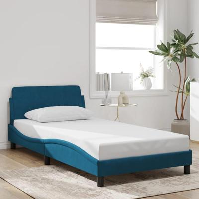 Bedframe met hoofdeinde fluweel blauw 100x200 cm Bedframe met hoofdeinde fluweel blauw 100x200 cm