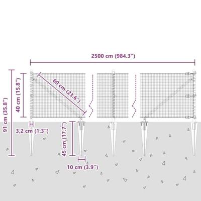 VidaXL Afrasteringspaal zilver 25 x 0,4 m (19 x 19 mm gaas) staal VidaXL Afrasteringspaal zilver 25 x 0,4 m (19 x 19 mm gaas) staal